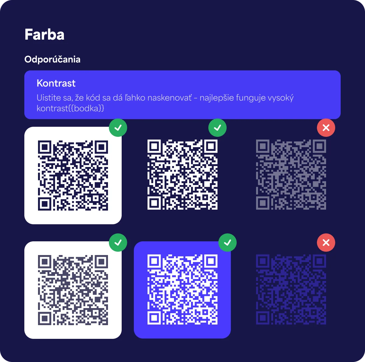 Príklad silného farebného kontrastu pre tlač QR kódu na fľašu vína