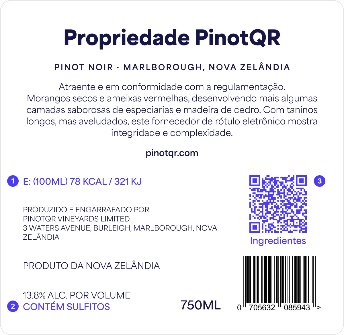 Um exemplo de rótulo de garrafa de vinho que cumpre as novas regras da UE sobre a rotulagem do vinho