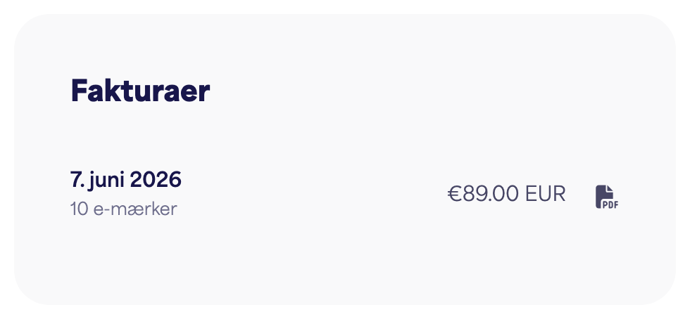 Fakturalisten med download-knapper