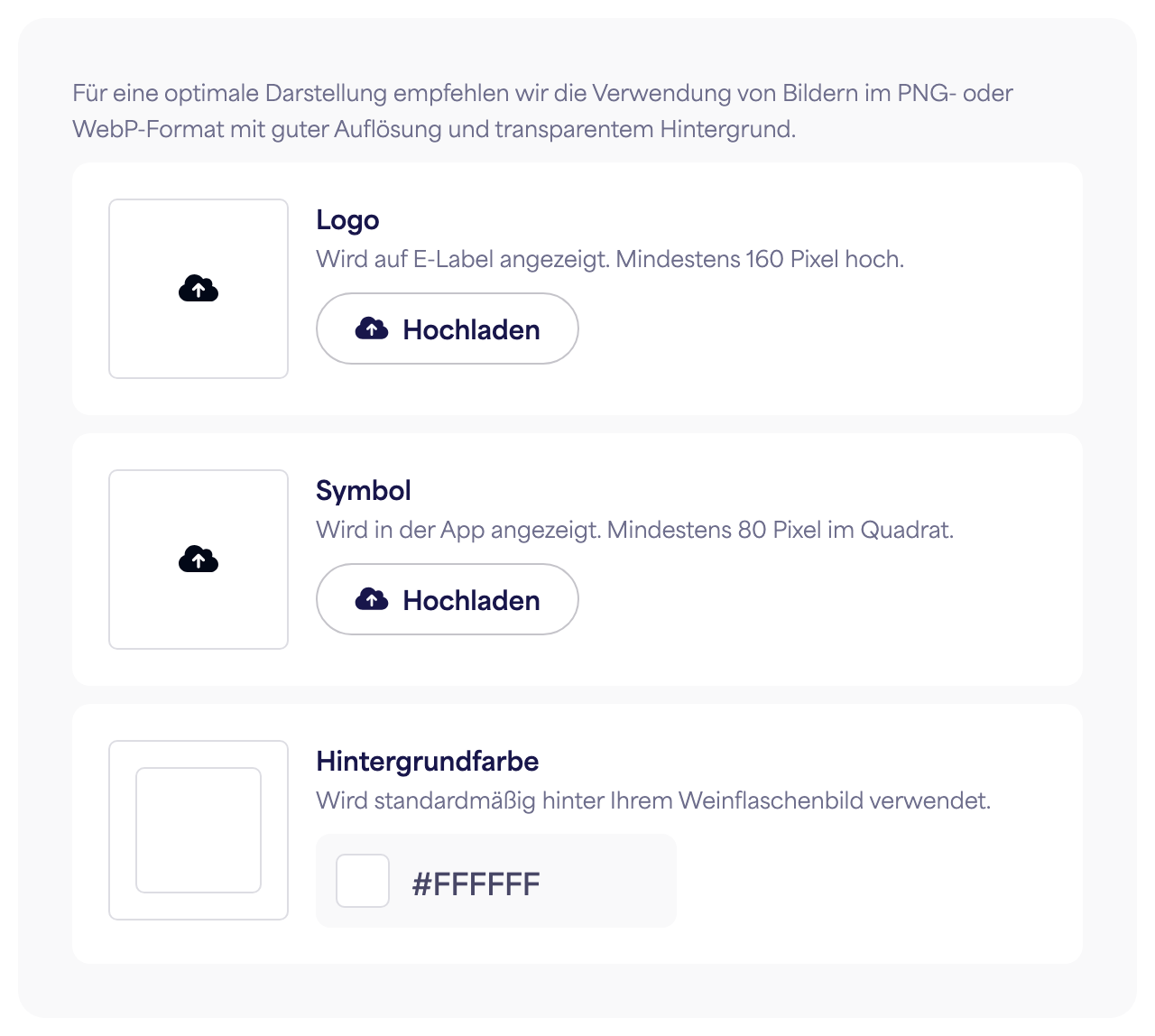 Der Branding-Bereich im Einstellungsfeld der Marke