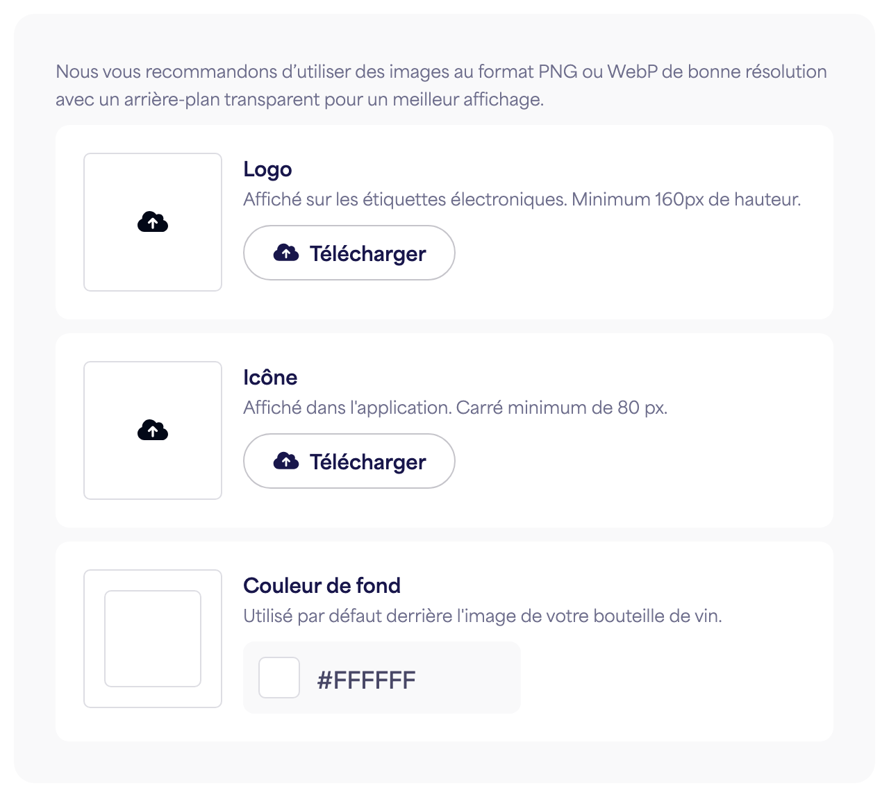 La section Image de marque du panneau Paramètres de la marque
