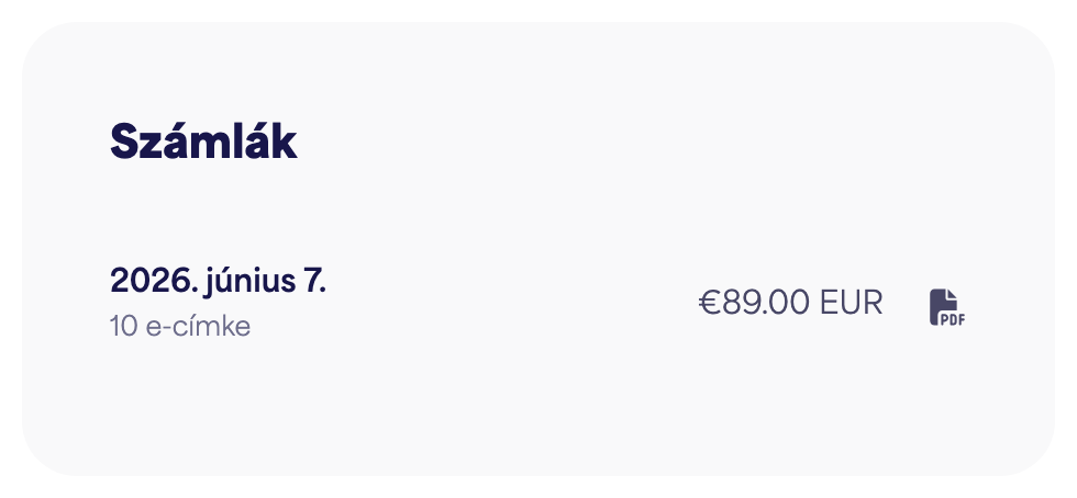 A Számlák lista letöltés gombokkal