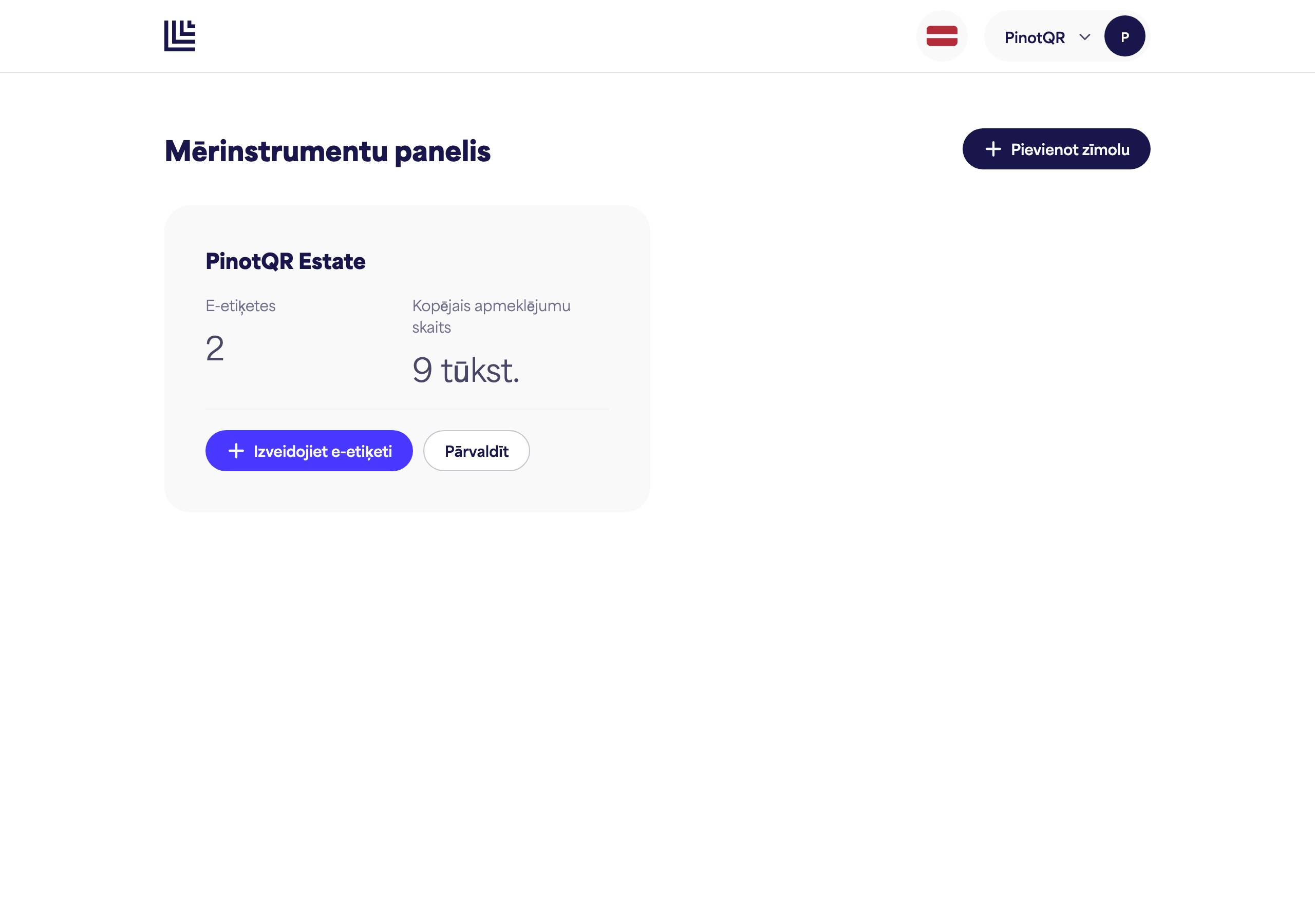 Informācijas panelis, kurā redzama nesen izveidota zīmola karte