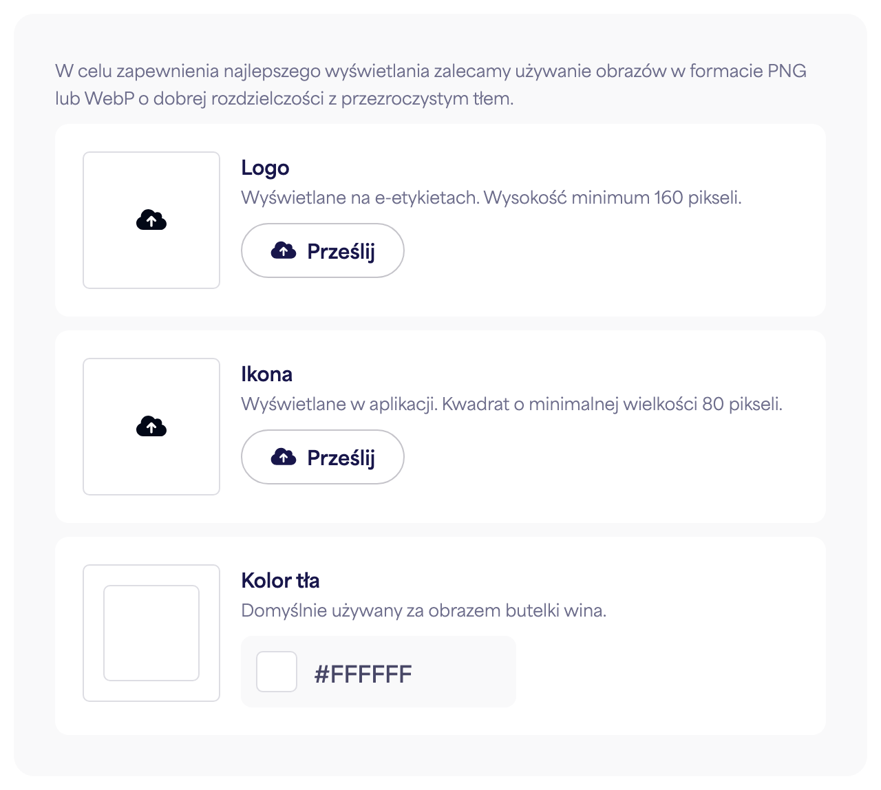 Sekcja Branding w panelu Ustawień marki